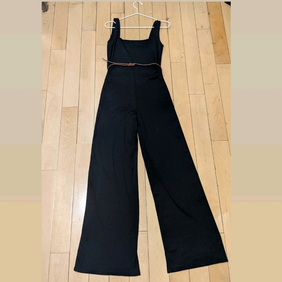 Revamped Pants - Long Black Jumpsuit with Belt